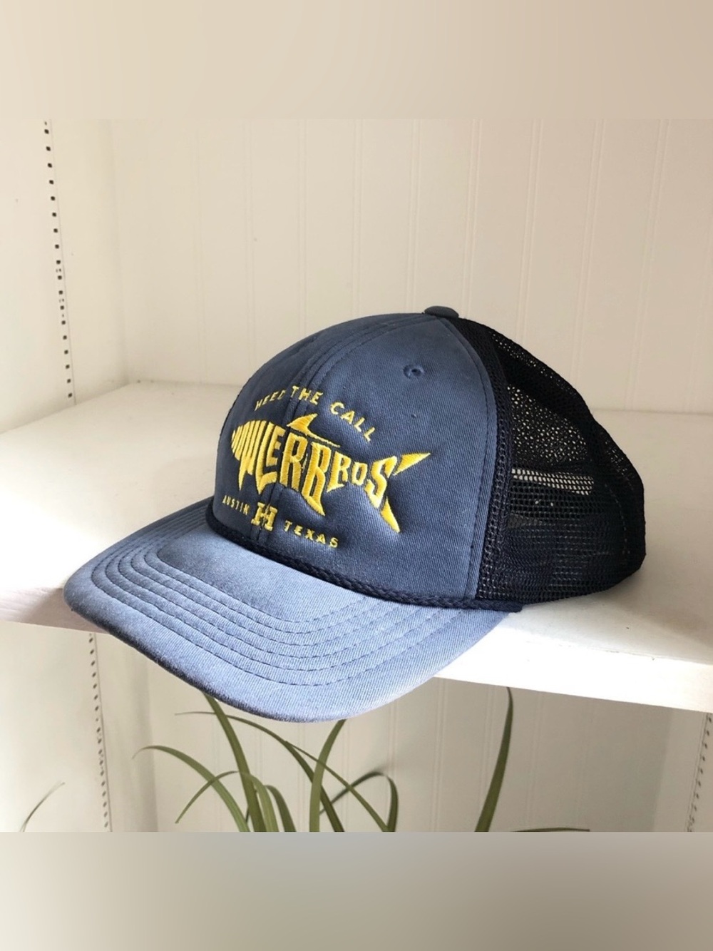 Howler Brothers > Navy Blue and Yellow
Embroidered Trucker Hat